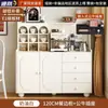Aparador de Lujo Ligero Estilo Francés de Madera Maciza, Vitrina de Té, Cómoda Negra para Sala de Estar de Apartamento Pequeño, Mesa Auxiliar de Sofá, Armario para Cafetera