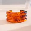 Pulseira Aberta Geométrica Circular de Resina de Três Camadas Europeia e Americana, Pulseira de Alto Padrão Transfronteiriça, Joias com Design Fashionável e Exagerado
