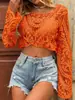 Roupas de proteção solar europeias e americanas transfronteiriças, nova moda feminina de verão, cardigã de tricô fino com acabamento em renda para praia, férias à beira-mar