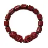 Pulsera de Mineral Crudo Cinabrio, Arena Dorada Púrpura, Arena Roja Imperial, Cuentas Barril con Mantra de Seis Caracteres, Pulsera del Año de Nacimiento de Pixiu, Mayoreo