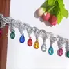 Fabricantes en stock colgante de oro cortina de encaje accesorios de ropa taladro de goteo viento nacional cuentas de color encaje