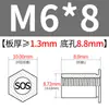 Poste tuerca remache pasante de acero inoxidable SOS-M6-L para remachar placas de presión, accesorios hexagonales para ferretería de chapa metálica, poste remache