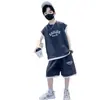 Conjunto de Ropa de Verano para Niños Niños, Estilo Nuevo para Niños Mayores, Chaleco de Verano Elegante, Conjunto de Dos Piezas con Pantalones Cortos Deportivos sin Mangas para Niños