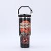 Taza de Coche con Asa Impresa en 3D Personalizada para Halloween, 40 oz, Gran Capacidad, Taza de Agua con Popote, Termo de Acero Inoxidable 304