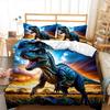 Funda Nórdica con Estampado de Dinosaurios Jurásicos Traje de Ropa de Cama de Fauna de la Jungla Juego Decorativo de Tres Piezas para Dormitorio