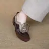 Encuentro Primero Temporada Retro Británico Suela Suave Boca Profunda Zapatos de Una Sola Pieza Mujer 2026 Primavera Nuevo Punta Redonda Con Cordones Cómodos Zapatos de Tacón Bajo