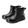 Botas de Lluvia Impermeables para Exteriores de Caña Corta para Hombre, Antideslizantes, de Moda, con Cordón, Botas de Lluvia para Estudiantes, Suaves, Resistentes al Desgaste, Waders para Acampar y Pescar