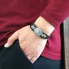Pulsera Tejida de Cuero de Vaca Multicapa con Tallado de Patrón de Sol, Pulsera Vintage de Aleación con Cuentas Florales, Accesorio de Estilo Étnico
