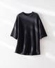 Camiseta de punto corta de lana 100% de corte ancho con manga de borde enrollado Hengjia Qy26 para mujer, color liso, top elegante para capas
