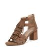 [Agotado, Sin Reposición] Sandalias de Tacón Grueso para Mujer con Borlas, Modernos Zapatos Romanos de Tacón Alto con Cremallera Trasera y Punta Abierta 816-10