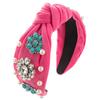 Faixa de Cabelo Estilo Boho Retro Novo Europeu e Americano Conjunto de Nó Acessórios de Cabelo Flor de Diamante de Vidro Turquesa Presilha de Cabelo