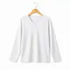 26 Outono Novo Estilo High-End Solta Emagrecimento Casual Versátil Gola V Manga Longa Tamanho Grande Camiseta Top Feminino