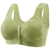Ropa interior para mujer de talla grande, tipo chaleco, sin aros, con estampado, de algodón suave, transpirable, cómoda, de copa fina, con cierre frontal, para mediana edad y ancianas