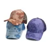 Amazon Transfronterizo Nuevos Sombreros de Sol de Verano para Hombres y Mujeres, Gorras de Béisbol de Cuero PU de Color Degradado Tie-Dye, Sombreros de Malla al por Mayor