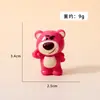 Nueva Figura de Oso de Fresa de Resina Brillante Mini Adorno de Escritorio Accesorio para Llavero DIY