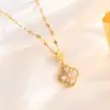 Transmisión en Vivo Más Vendido Collar de Acero de Titanio para Mujer Baño de Oro Real Collar Sencillo Versátil para Mujer Cadena para Clavícula que No se Desvanece Joyería al por Mayor