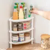 Estante de almacenamiento de tres capas para escritorio de hogar, estante de almacenamiento para encimera de cocina, estante de almacenamiento para esquina de baño y acabado de cosméticos.