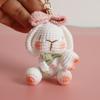 Super Fofo Celebrante da Internet Feito à Mão Boneca Coelho Tulipa Requintado Pingente Coelho Crocheted em Lã Pingente Coelho Fofo com Blush