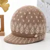 Gorros de otoño e invierno para mujeres de mediana edad y mayores, gorros de punto para abuelas y señoras mayores, gorros gruesos de lana cálidos y forrados de polar para madres