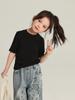 Camiseta Manga Curta Infantil Pudding Haru 2026 Nova Versátil Slim Fit Cor Lisa Macia e Confortável Top para Meninas