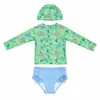 Roupa de Banho Infantil 2026 Verão Meninas Estampada Proteção Solar Secagem Rápida Manga Longa Conjunto de Biquíni Duas Peças para Crianças Mais Velhas