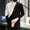 Suéter de cuello alto medio para hombre, estilo perezoso de invierno, suéter de marca de moda, suelto, estilo coreano, combinación de colores, suéter de cuello redondo para debajo
