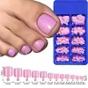 Uñas de los pies de color sólido, simples y elegantes, estilo corto, juego de 100 piezas en caja para mujeres, piezas de arte para uñas de los pies en caja