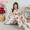 Pijama mikko para mujer para primavera y otoño, conjunto de gasa de algodón nube de manga larga y pantalón largo, lindo conjunto de ropa de casa de verano estilo japonés