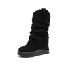 Botas Melard Martin de 10 cm para Mujer, Nuevo Estilo Otoño e Invierno 2026, Botas Irregulares de Tacón Apilado a Media Pantorrilla, Punta Redonda Versátiles de Moda