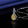 Xiaohongshu Kuaishou Douyin Influenciador Live Colar Banhado a Prata Pedra de Alto Carbono Diamante Quadrado Gota Pera Formato Pingente Feminino Atacado
