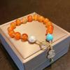 Agita el sonido del hielo flotando pulsera de ágata amarilla clara al por mayor Pulsera de diseño de jade verde para mujer colgante de calabaza de perla de agua dulce