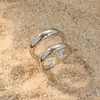 Anillos de Joyería Transfronterizos Europeos y Americanos, Diseño Simple y Personalizado, Moderno Círculo Doble Hueco Abierto, Joyería de Mano Anillo Ajustable