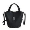 Bolso de Cubo Versátil de Cuero Granulado Clásico, Diseño de Nicho, Bolso Cruzado Elegante y Moderno para Mujer, Lujo Ligero