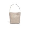 Bolso de mano tejido a mano para mujer, moderno, pequeño y ligero, tipo bandolera, con texto en color liso, minibolso tipo cubo.