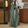 Novedad Verano 2026 Ropa de Mujer Vestido Verde con Tirantes y Cuello en V Estilo Francés Cuello Halter Difuminado Vestido Largo para Vacaciones en la Playa