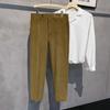 Pantalones de Cachemira Color Caqui LUUD Pantalones Gruesos y Cálidos para Hombre Retro Combinan con Todo Pantalones Casuales Pantalones de Traje para Invierno