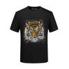 2026 Nova Camiseta Masculina de Manga Curta com Cabeça de Tigre de Strass Algodão Mercerizado Marca Tendência Slim Fit Gola Redonda Manga Meia-Manga Camiseta Masculina