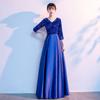 Traje de actuación de coro, vestido largo para mujer, nuevo vestido de noche para banquete de anfitrión, traje de escenario de competencia de canciones rojas para coro