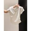 Top de Color Sólido con Cuello en V Ajustado a la Cintura con Pliegues para Mujer, Camiseta Elegante de Verano para Usar Debajo, Camiseta de Moda Sexy de Manga Corta con Hombro Derecho Descubierto