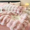 Conjunto de quatro peças de pelúcia de coelho espessa Classe A, veludo de leite, quente para o inverno, lençol de cama de veludo de coelho, fronha de edredom, coelho preguiçoso de veludo, veludo coral 4
