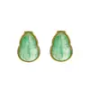 Brincos de Jade Verde Africano Natural em Forma de Cabaça Banhados a Prata S925 com Ouro 24K, Simples e Modernos, Versáteis para o Dia a Dia, Brincos Exquisitos