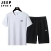 Nuevo Traje Deportivo de Verano 2026 para Hombre, Camiseta Casual Delgada de Seda de Hielo de Secado Rápido, Conjunto de Dos Piezas con Pantalones Cortos de Manga Corta