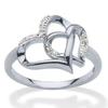 TEMU novo anel de proposta de amor vazado de coração duplo, moda simples, estampado de coração a coração, joias femininas com diamantes incrustados