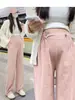 Pantalones cálidos de maternidad para usar al aire libre, cordón, sin soporte para el vientre, pantalones de pierna ancha, talla grande, holgados, adelgazantes, pantalones de pierna recta, otoño e invierno, forrados de polar y engrosados