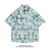 Camisa havaiana tailandesa floral masculina, fina, estilo Hong Kong, da moda, casual, de manga curta, bonita