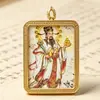 Tibetana Taoísta Pintada a Ouro Colorida Dourada Thangka Deus da Riqueza Vovô Bi Gan Deus da Riqueza Deus da Riqueza Chega Amuleto Absorvente de Ouro Colar Pingente