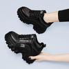Jinbukang Sports Shoes Feminino Primavera e Outono Novo Couro Macio Interior Elevação Fogo Sapatos Pai de Sola Grossa Celebridade da Internet Sapatos Casuais Brancos