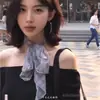 Bufanda de Seda a Cuadros Grises Estilo Coreano para Mujer, Bufanda Larga Delgada Atmosférica con Temperamento Artístico, Accesorio de Cinta Estilo Perezoso