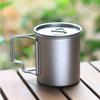 Taza de titanio puro para exteriores, taza de té de metal, taza de té para acampar, taza de café de una sola capa, taza de agua portátil de titanio con asa plegable para acampar