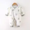 Mono Acolchado para Bebé Otoño/Invierno 40g Recién Nacido Algodón Puro Sin Etiquetas Ropa de Mariposa Manga Larga Engrosado Cálido Ropa de Monje